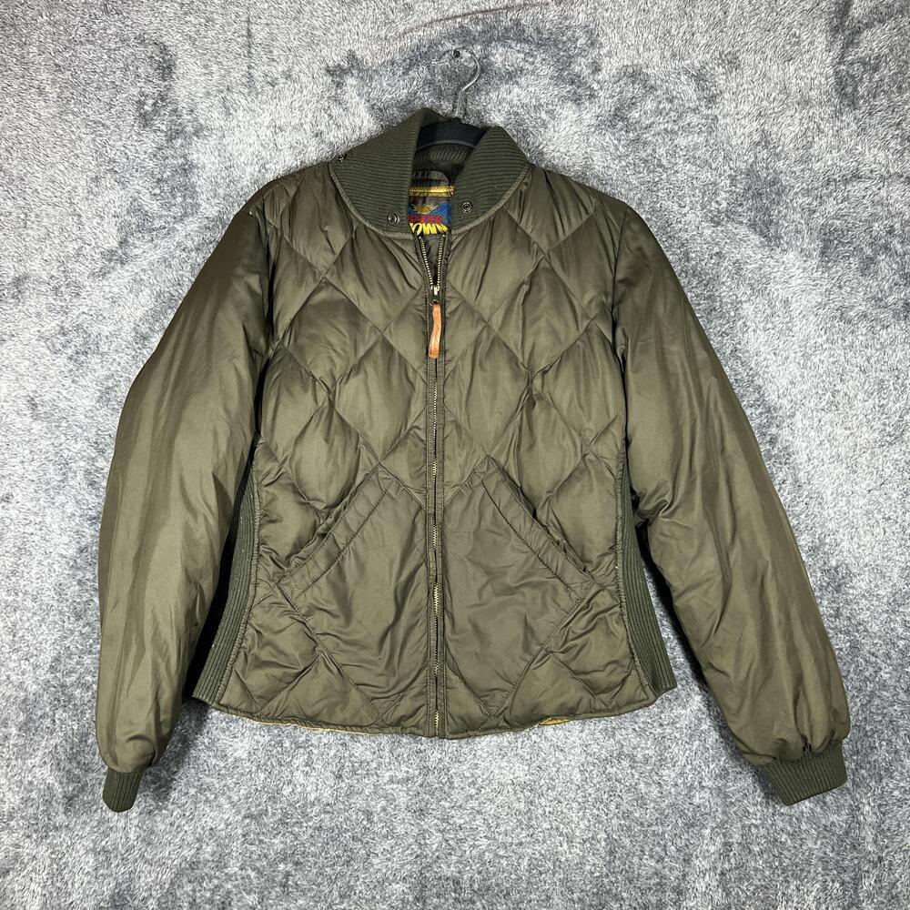 Eddie Bauer Jacket Mens L Green Quilted 550 Fill Power Down Skyliner Collared